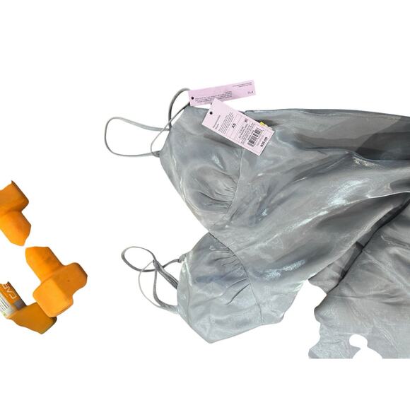 Wild Fable Y2K 90s Prom Iridescent Silver Maxi Slip Dress Staple Layering Fun XS - Picture 5 of 9